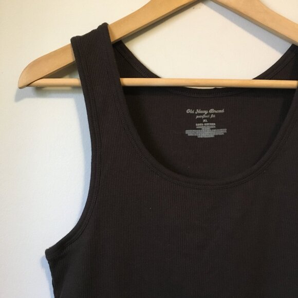 100% Cotton Dark Brown Soft Vertical Ribbed Tank Top - Picture 3 of 15
